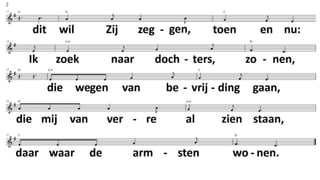 1.
Open de Schriften van oudsher,
die woorden vreemd en van zo ver,
verminkt, ontstemd, verbogen.
Geef ons een eerlijk nieuw gehoor,
leg ons die woorden dan weer voor,
zodat wij mogen horen:
'Zo spreekt de Levende tot u,
dit wil Zij zeggen, toen en nu:
Ik zoek naar dochters, zonen,
die wegen van bevrijding gaan,
die mij van verre al zien staan,
daar waar de armsten wonen.
2.
Niemand ontkomt aan uw gezicht,
geen mens verbergt zich voor uw licht,
want, God, Gij leeft in mensen.
Gij roept om aandacht, recht en brood.
Gij zucht met ons in pijn en dood
en kunt alleen maar wensen
dat wij U zien zoals Gij zijt:
leven aan leven toegewijd
en niets mag dood verdwijnen.
Zult Gij ons vinden mettertijd,
want Gij besteed uw eeuwigheid
om levend te verschijnen
 
