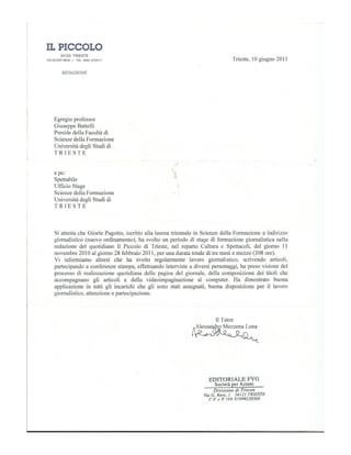 'Il Piccolo' Reference Letter