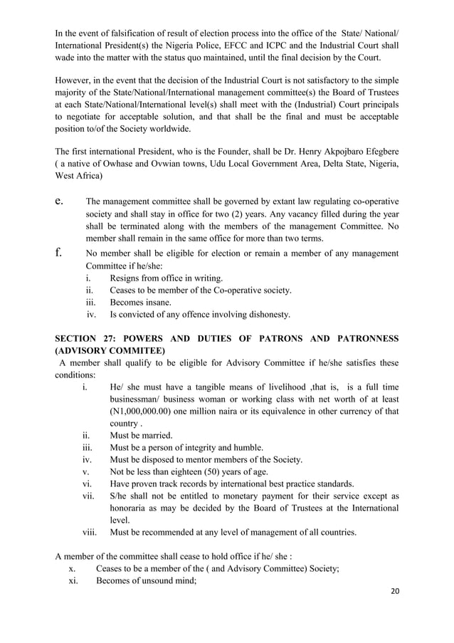 NEWEST CONSTITUTION OF CASHVILLE MULTIPURPOSE COOPERATIVE SOCIETY