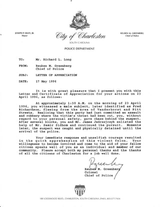 City of Charleston, SC - Letter of Appreciation 008