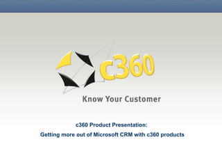c360 Product Presentation: Getting more out of Microsoft CRM with c360 products 