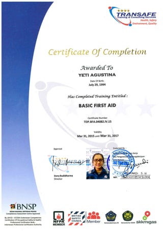 Basic First Aid Certification