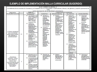 EJEMPLO DE IMPLEMENTACIÓN MALLA CURRICULAR (SUGERIDO)
 