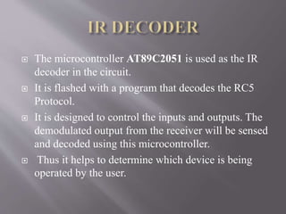CONTROLLING HOME APPLIANCES USING REMOTE(1) | PPTX | Radio Control ...