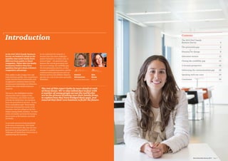 In the PwC 2012 Family Business
Survey we looked in detail at the
qualities that make family firms
different from public or listed
companies. Those who run family
businesses believe they have
qualities that give them a distinct
competitive advantage.
Their ability to take a longer view and
make decisions quickly, their commitment
to jobs and their local communities, and
an approach to business based on trust
and personal relationships are distinctive
qualities that make family businesses
stand out.
The survey also highlighted another
characteristic that is unique to this
type of business, and which can make
or break the family firm: the transition
from one generation to the next. As one
of our respondents said, “Some family
firms may withstand the storms of the
economic crisis but collapse at the first
dispute among family members.” In other
words, the family can break the business,
just as much as the business can break
the family.
In our latest survey we look specifically
at the issue of succession. How family
firms are planning for this, how the next
generation are preparing for it, and the
challenges all family firms need to face in
implementing the transition.
As we conducted the research, it
became clear that these challenges
present themselves, in many cases, in
terms of ‘gaps’ – the generation gap
between the current generation and
the one in waiting; the credibility gap
the next generation may face, as they
attempt to establish themselves; and the
communications gap that can open up
between parents and children whatever
age they are, even in the most successful
businesses.
Introduction
The rest of this report looks in more detail at each
of these issues. We’ve also talked face-to-face with
a number of young people across the world who
are in the process of taking over their family firms,
to explore how they have bridged these gaps, and
ensured that their own business is fit for the future.
Henrick
Steinbrecher	
Global Middle Market Leader
Sian
Steele
Partner, UK
Contents
The 2012 PwC Family
Business Survey	 4
The generation gap	 6
Planning for change	 8
Education matters 	 12
Closing the credibility gap 	 14
A German perspective 	 16
Addressing the communications gap 	 20
Speaking with one voice	 24
Conclusion 	 30
Next Generation Survey 2014 Page 3Page 2	 Next Generation Survey 2014
 