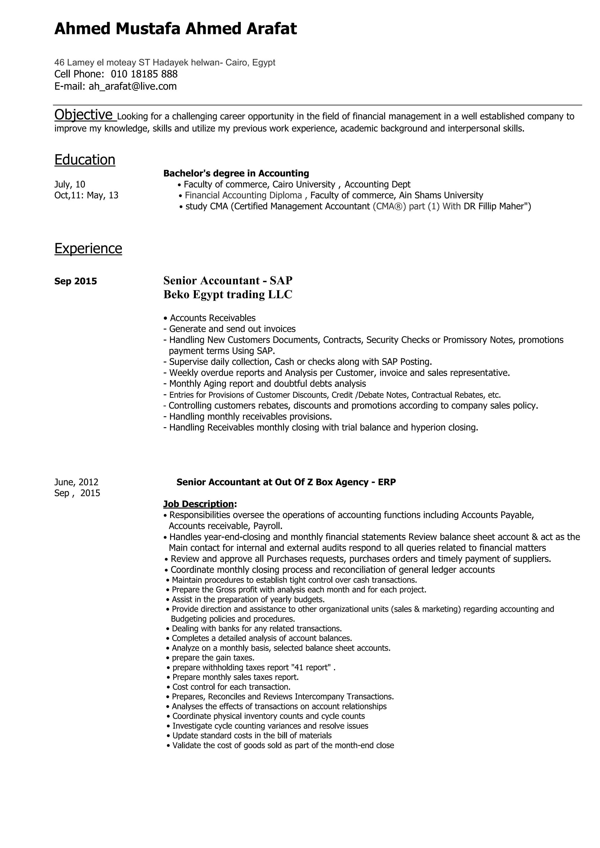 Ahmed Mustafa CV | PDF