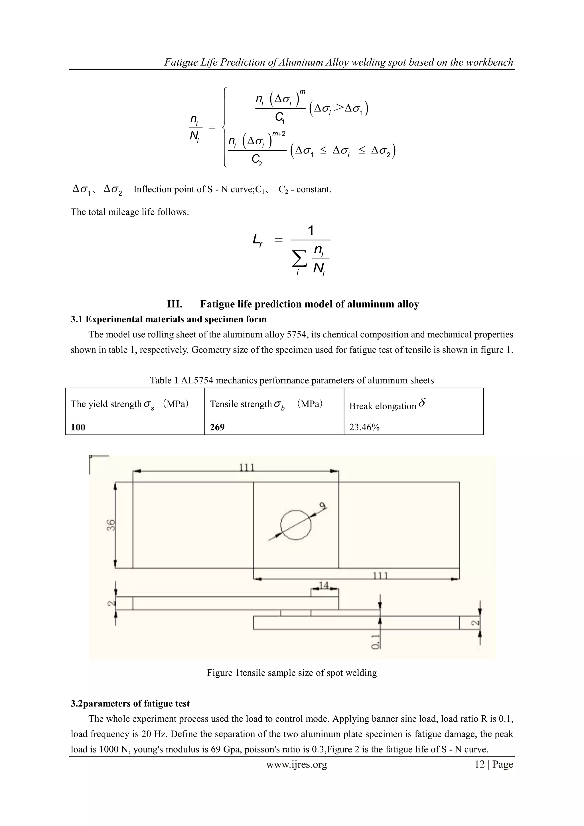 Fatigue Life Prediction of Aluminum Alloy welding spot based on the ...