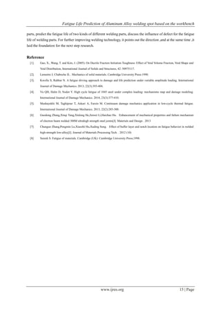 Fatigue Life Prediction of Aluminum Alloy welding spot based on the ...