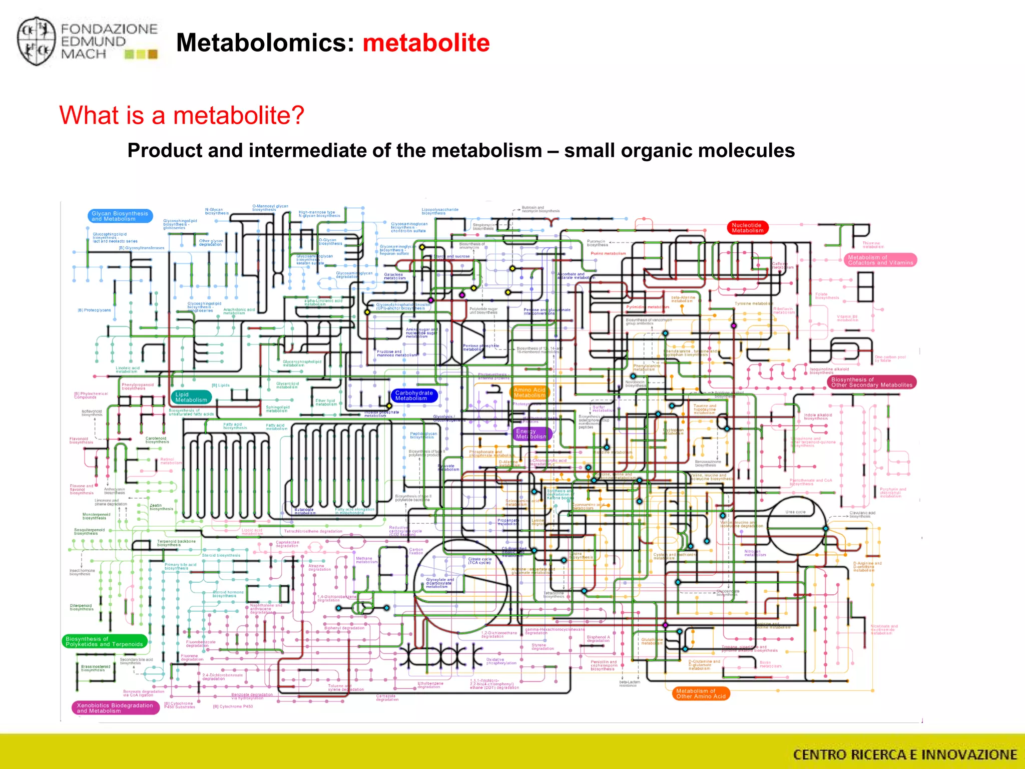 Metabolomics: metabolite
What is a metabolite?
Product and intermediate of the metabolism – small organic molecules
 