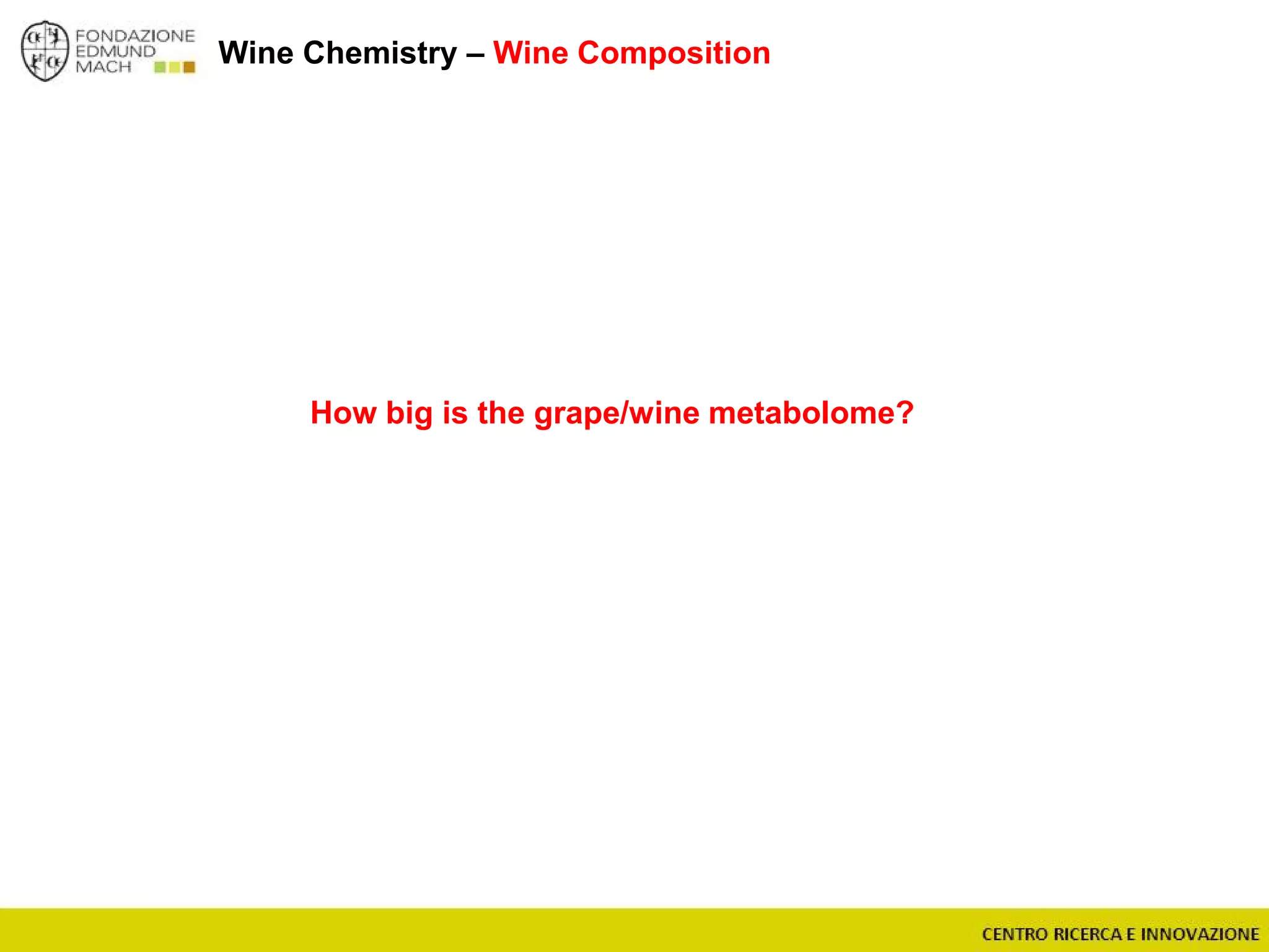 Wine Chemistry – Wine Composition
How big is the grape/wine metabolome?
 