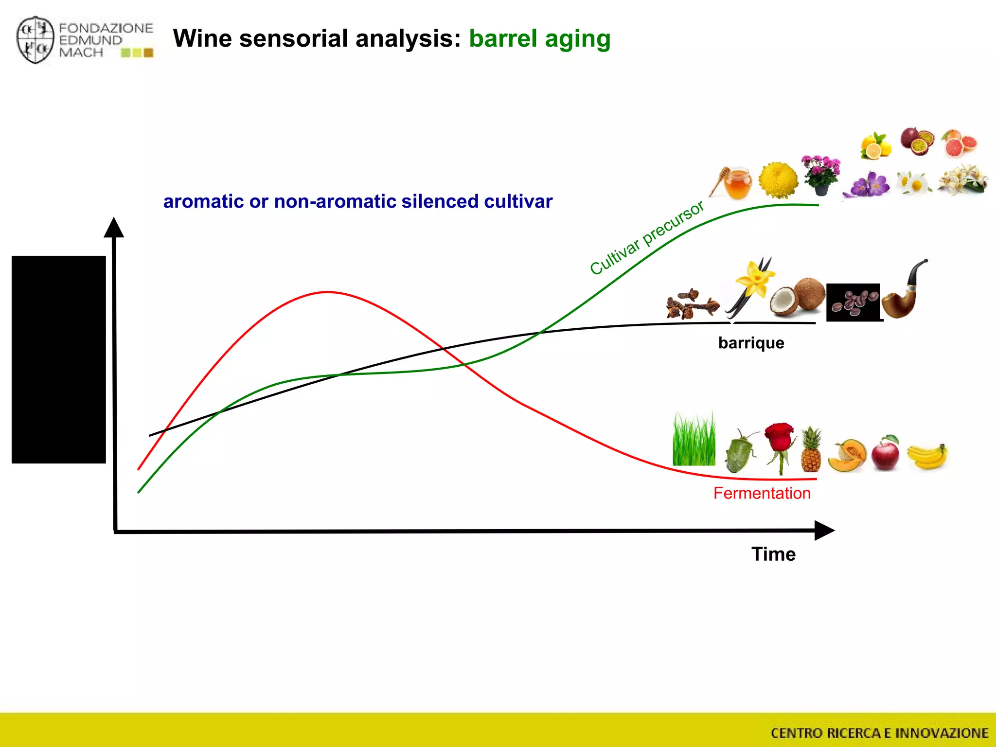 Wine sensorial analysis: barrel aging
Time
Fermentation
barrique
aromatic or non-aromatic silenced cultivar
 