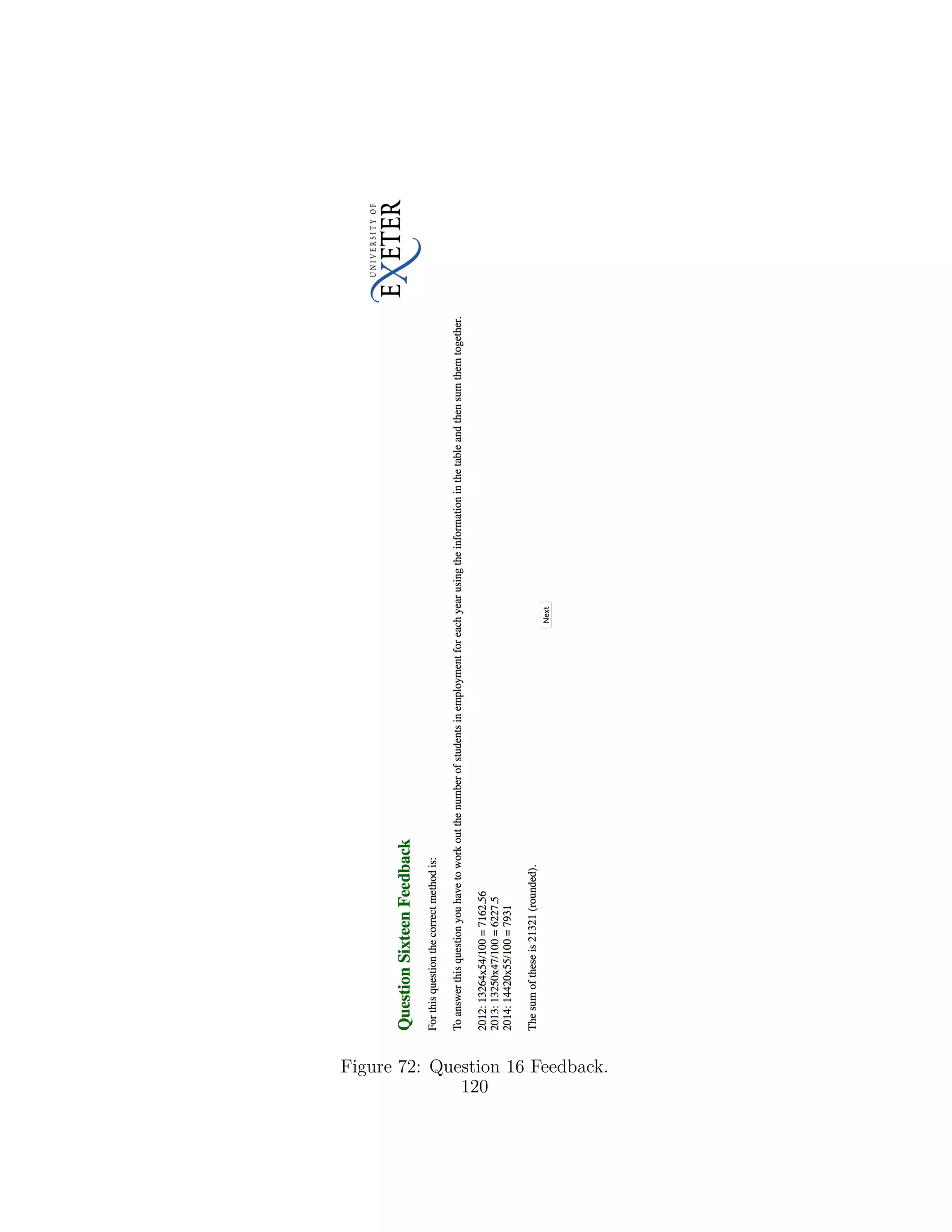 Figure 72: Question 16 Feedback.
120
 