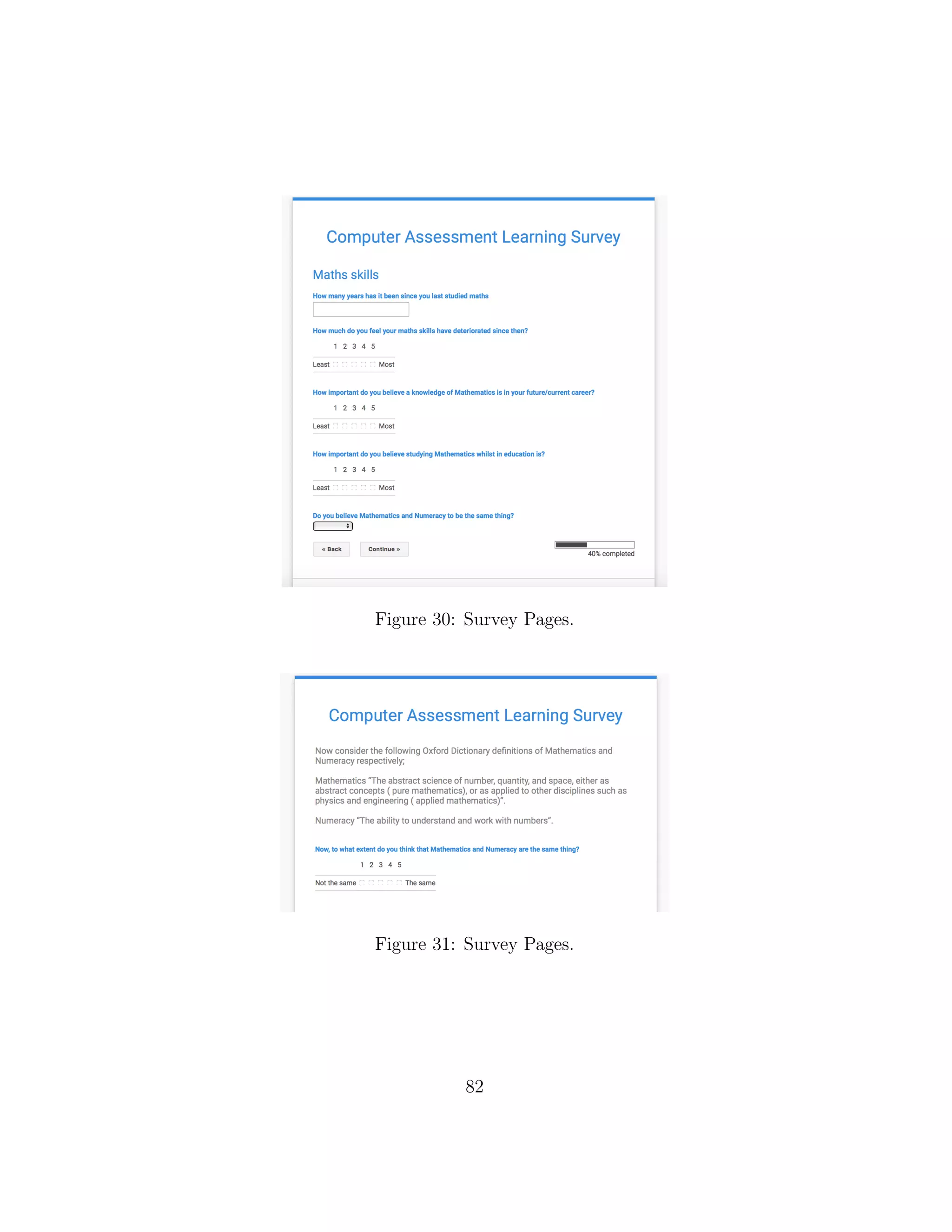 Figure 30: Survey Pages.
Figure 31: Survey Pages.
82
 
