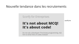 Nouvelle tendance dans les recrutements
scorify.me
 