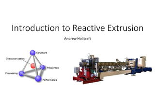 Introduction to Reactive Extrusion
Andrew Hollcraft
 