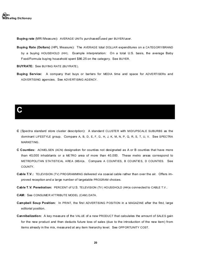 Sales And Markeing Glossary Dictionary By Jon Cameron