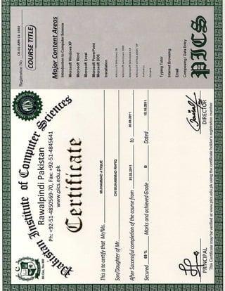 4) Computer Certificate