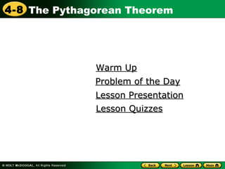 Warm Up Lesson Presentation Problem of the Day Lesson Quizzes 