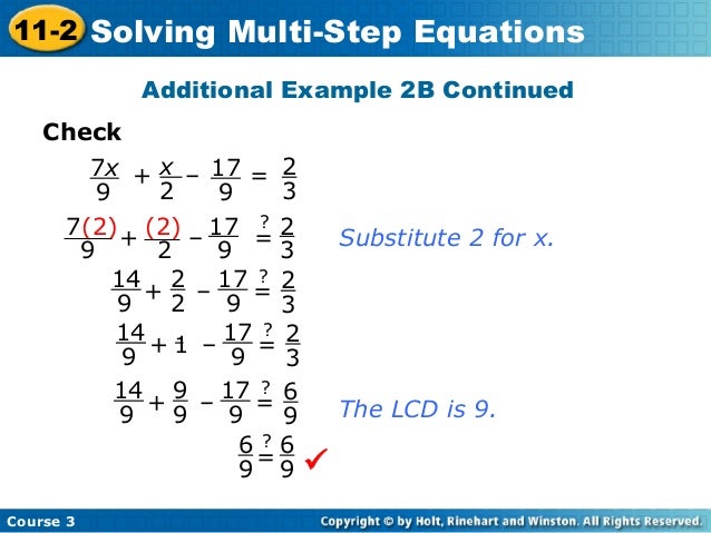 solve multi step equations