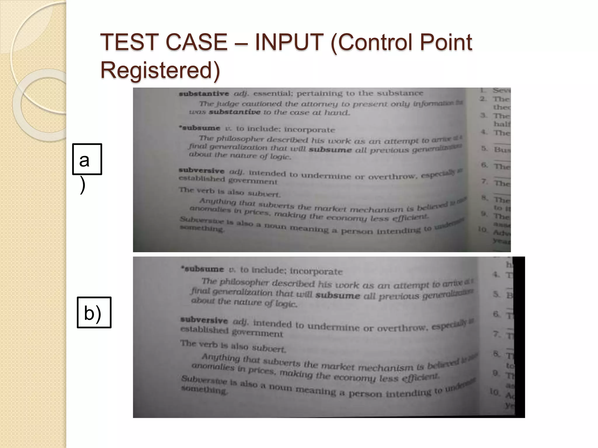 TEST CASE – INPUT (Control Point
Registered)
a
)
b)
 