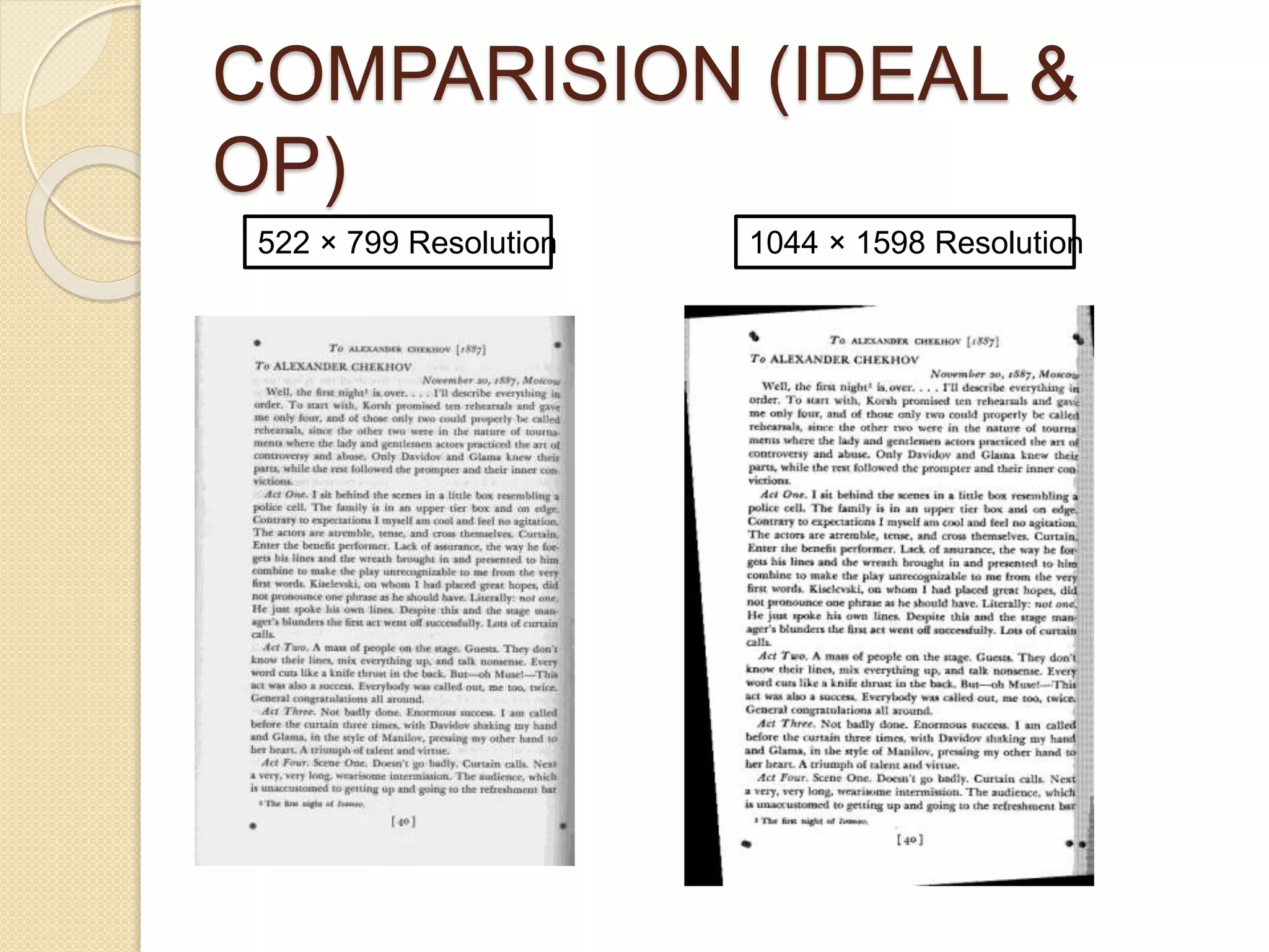 COMPARISION (IDEAL &
OP)
522 × 799 Resolution 1044 × 1598 Resolution
 