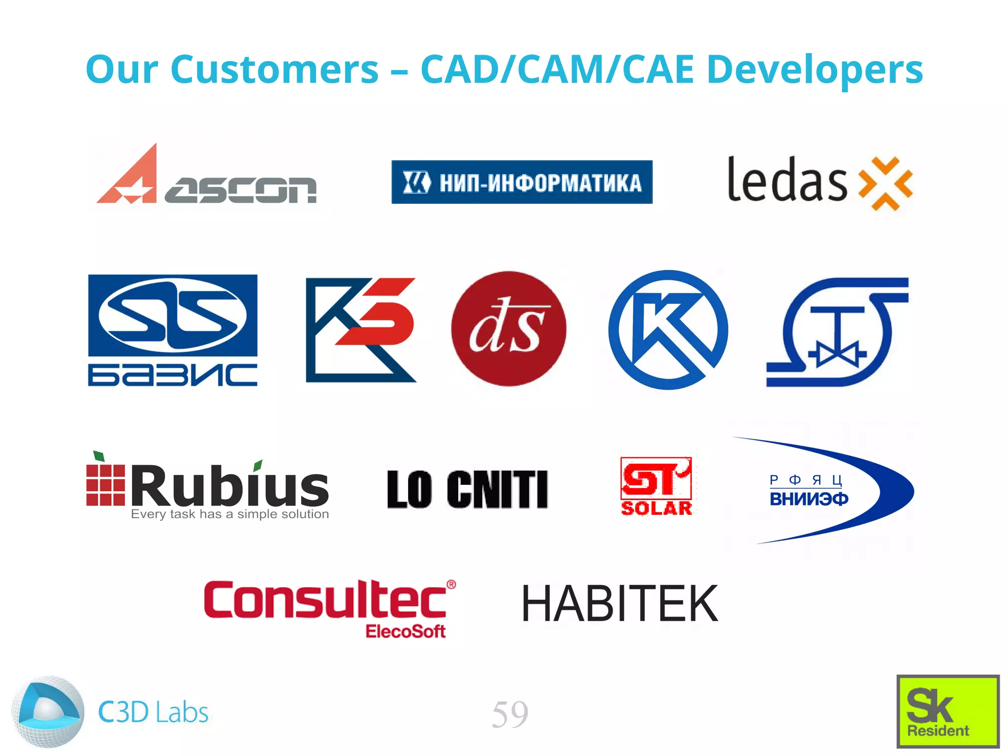 Our Customers – CAD/CAM/CAE Developers
59
 