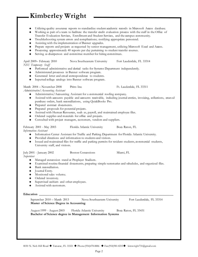 Kimberley Wright Resume PDF - Kimberley Wright Resume 2 638 