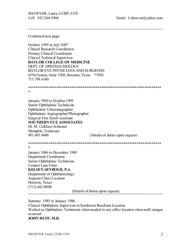 ophthalmic assistant resumes