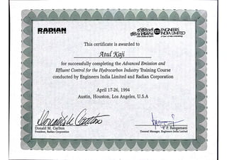 Certificate - Radian Corporation