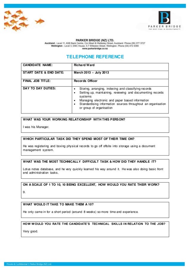 telephone reference check
