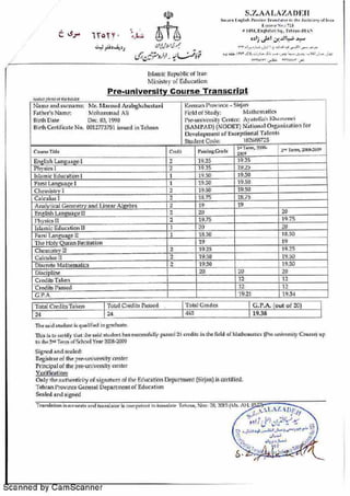 High School and Pre-University Transcript and Degree