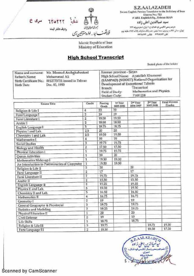 high school degree name