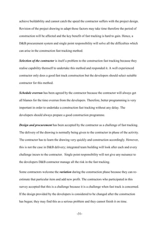 Academic paper and supporting document on fast track construction (1) | PDF