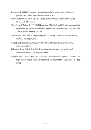 Academic paper and supporting document on fast track construction (1) | PDF