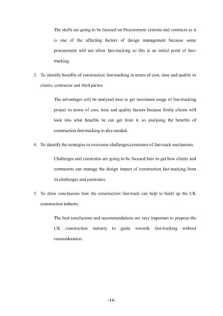 Academic paper and supporting document on fast track construction (1) | PDF