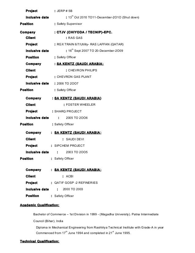 safety officer cv