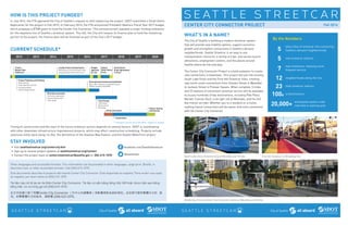 Fall 2016
HOW IS THIS PROJECT FUNDED?
In July 2014, the FTA approved the City of Seattle’s request to start advancing the ...