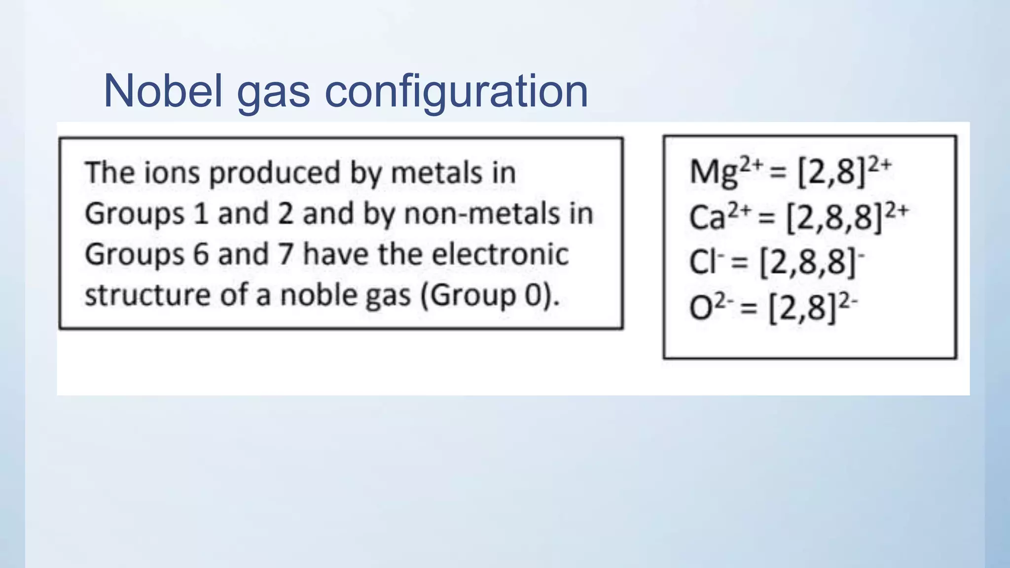 Nobel gas configuration