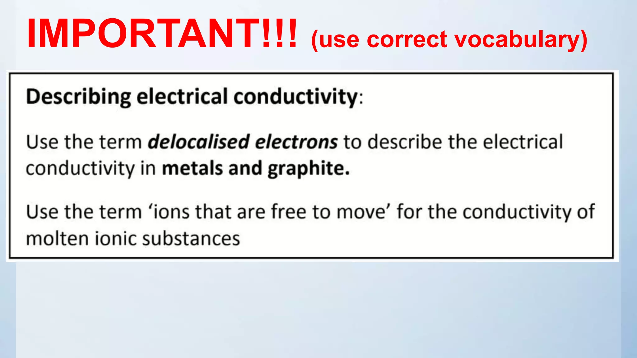 IMPORTANT!!! (use correct vocabulary)