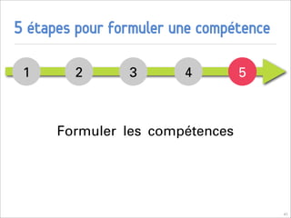 5 étapes pour formuler une compétence

 1      2       3       4        5



      Formuler les compétences




                                        41
 