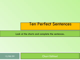Chart  Edition! Look at the charts and complete the sentences. Ten Perfect Sentences 06/08/09 