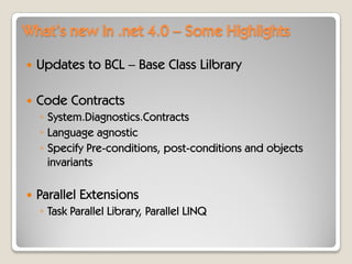 C# 4.0 - Whats New