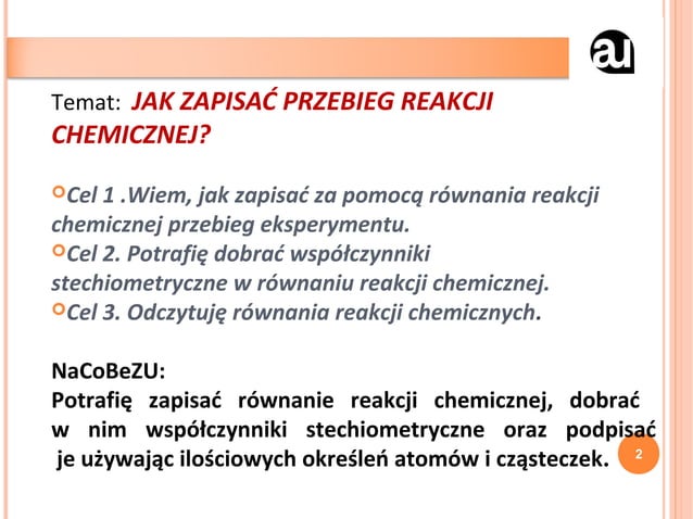 C4 Jak zapisać przebieg reakcji chemicznej? | PPT | Free Download