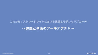 © 2019 NTT DATA Corporation 29
これから：ストレージレイヤにおける課題とモダンなアプローチ
～課題と今後のアーキテクチャ～
 
