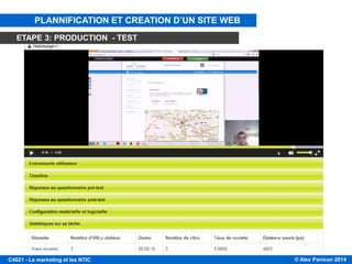 © Alex Panican 2014C4021 - Le marketing et les NTIC
PLANNIFICATION ET CREATION D’UN SITE WEB
ETAPE 3: PRODUCTION - TEST
 