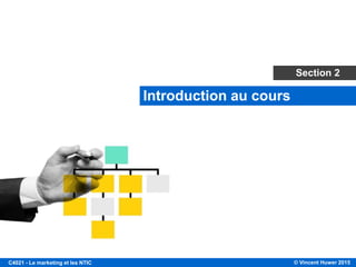 © Vincent Huwer 2016C4021 - Le marketing et les NTIC
Organisation
Objectifs du cours
 L’impact du marketing digital et de ses nouvelles
pratiques sur l’entreprise
 Les outils de communication en 2016 : découverte,
bonnes pratiques, conseils, idées reçues
• 10 sessions, 1 examen final
• Blog dédié:
• Participez et venez avec vos questions !
• Si besoin  vincent@huwer.fr
 