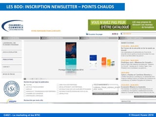 © Vincent Huwer 2016C4021 - Le marketing et les NTIC
LES BDD: INSCRIPTION NEWSLETTER – POINTS CHAUDS
 