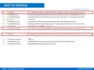 © Vincent Huwer 2016C4021 - Le marketing et les NTIC
OBJET DU MESSAGE
 