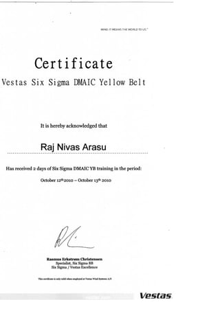 4) Yellow Belt Certificate