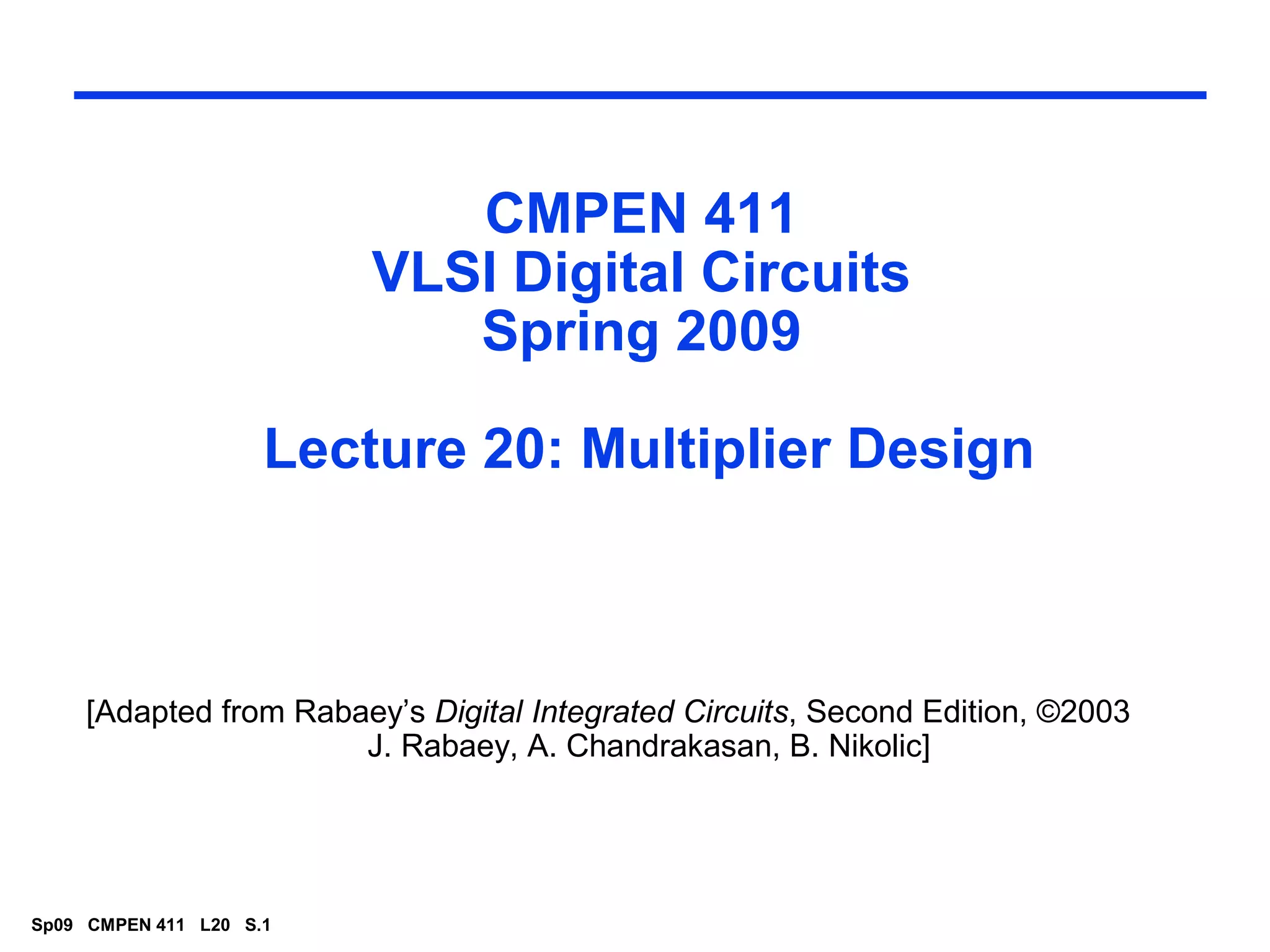 Multipliers in VLSI | PPT